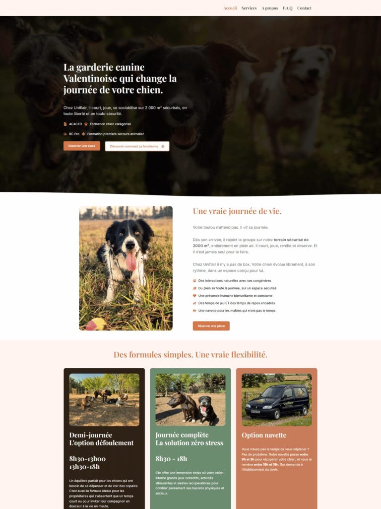 Photo du site internet de Uniflair la garderie canine Valentinoise